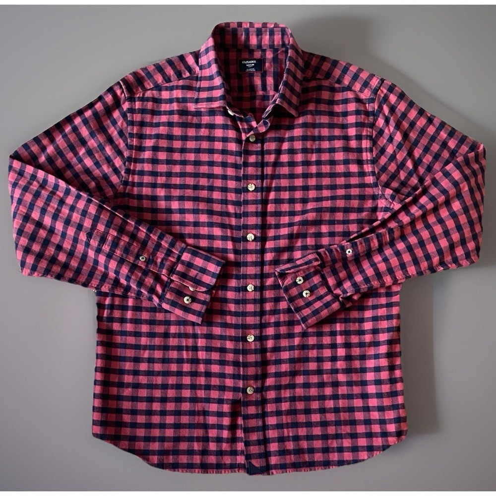 UNTUCKit Long Sleeve Button Up Shirt Men's Pink Black Check Slim Medium JBHS